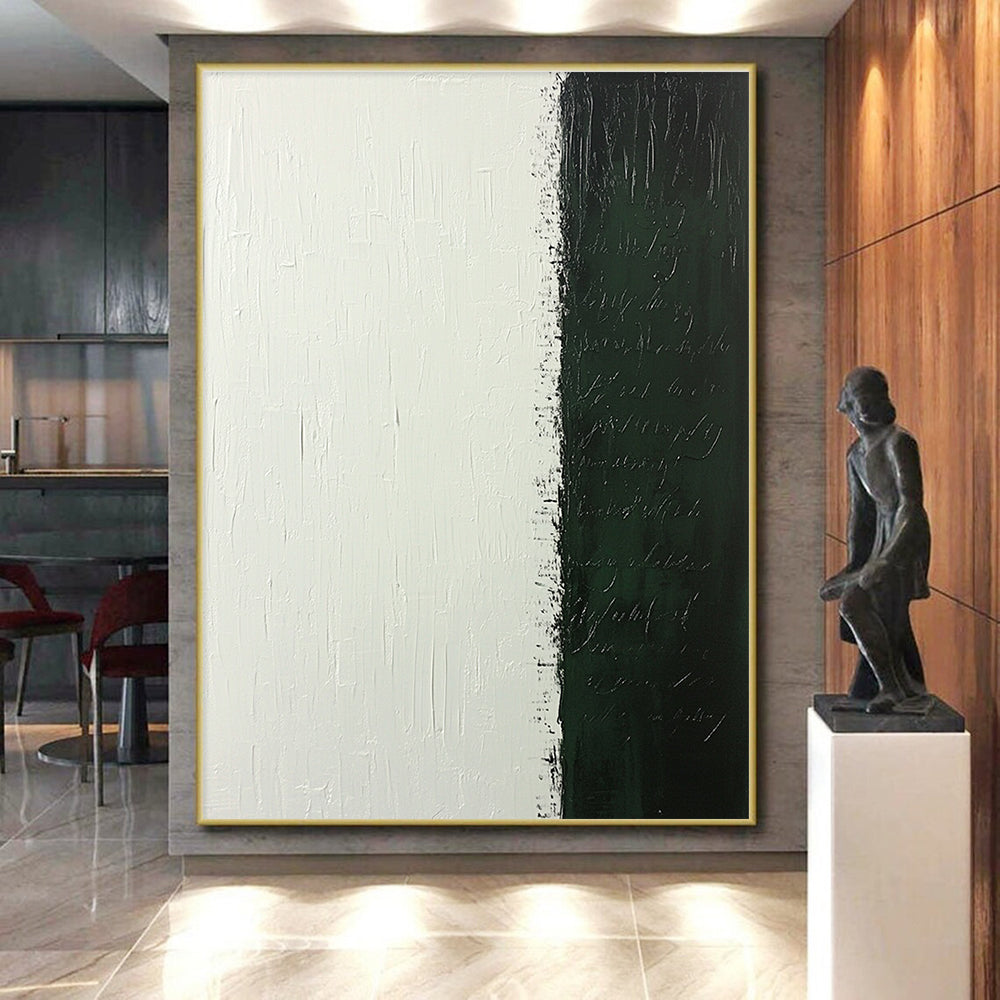 Split - Color Abstract with White and Dark Green GER308