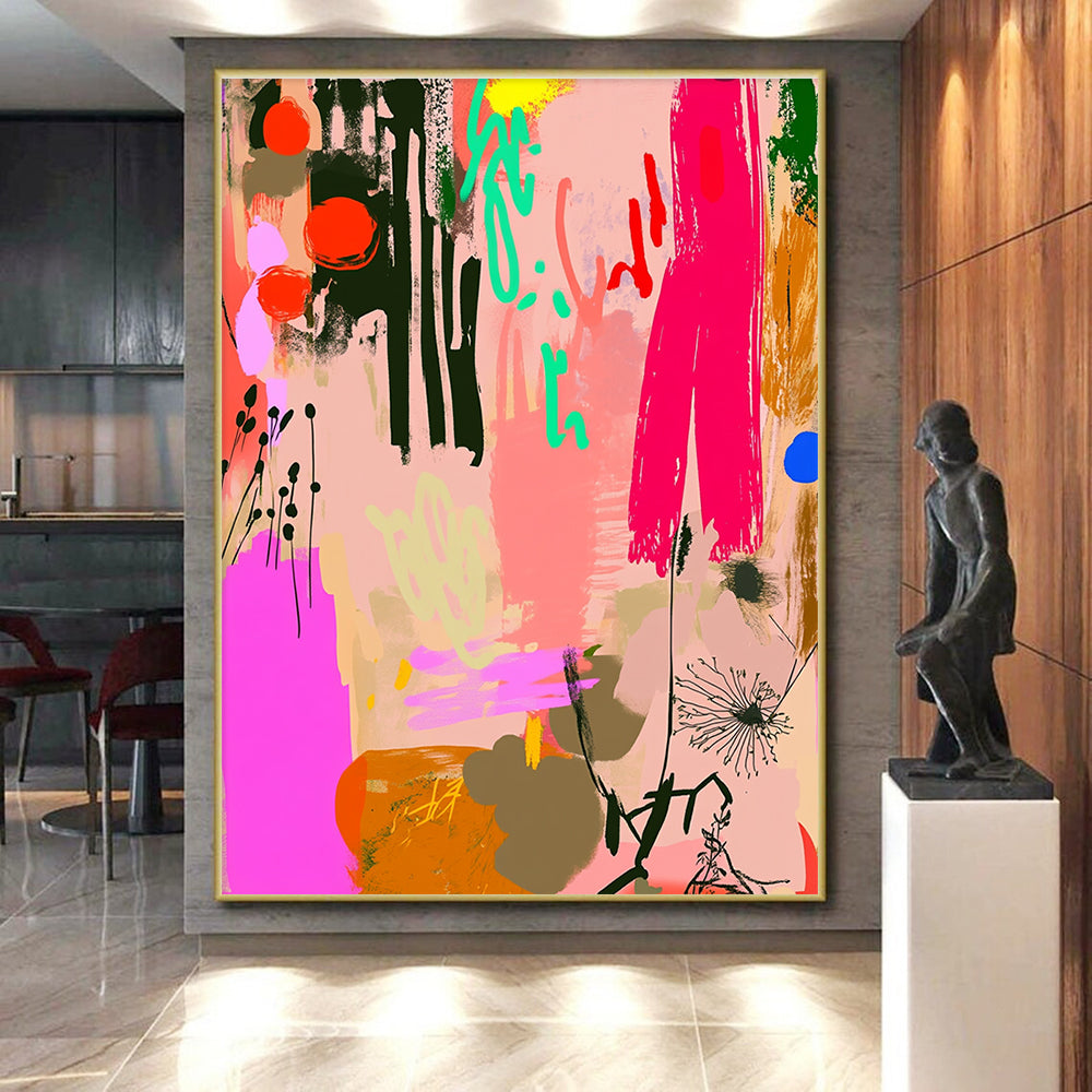 Eclectic Abstract Doodles Painting with Mixed Elements GER084