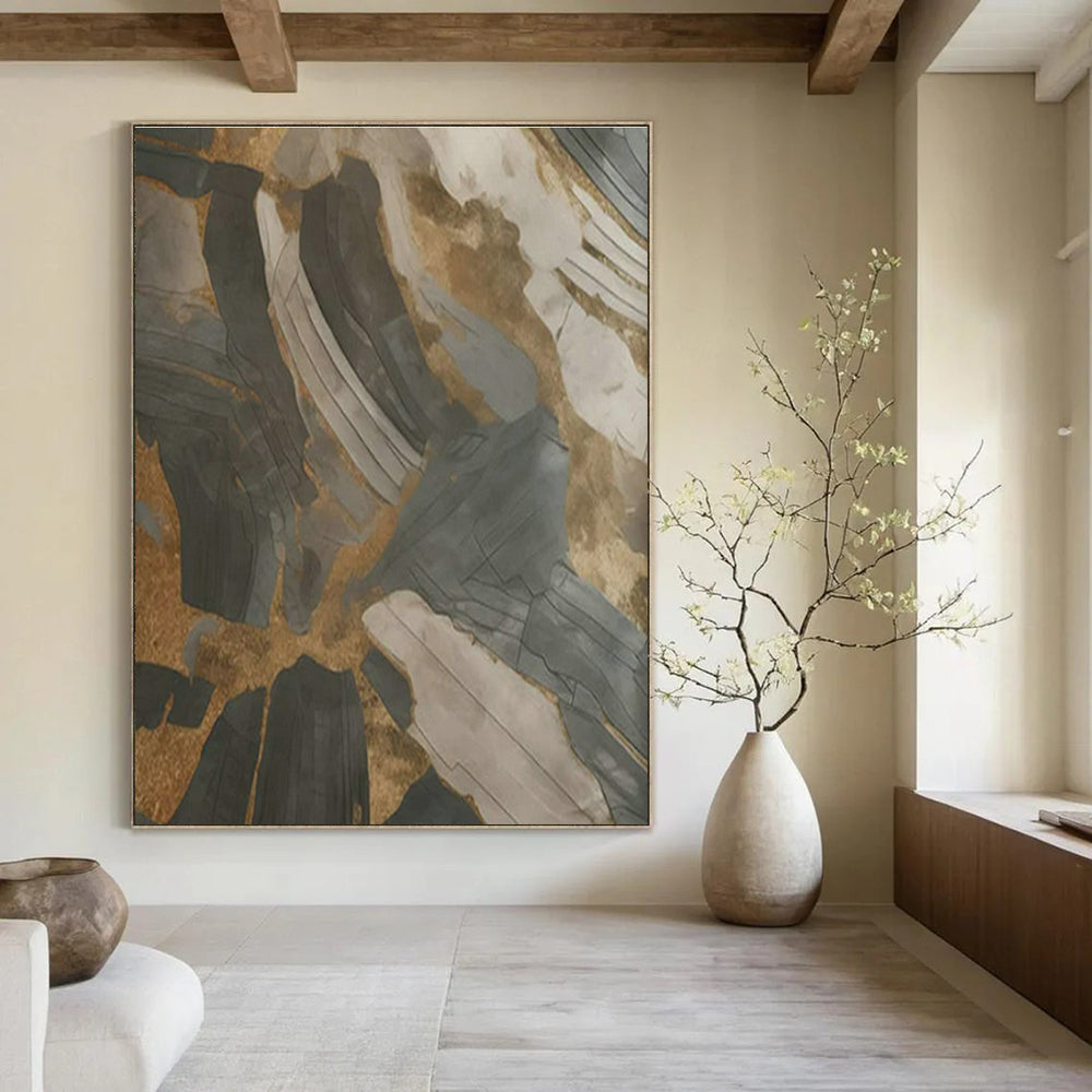 Custom Hand-Painted Abstract Canvas for Bedroom Canopy Frame & Living Room Bay Window Seating DLZ1734