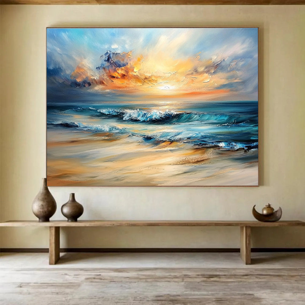Sunset Beach Abstract - Realistic Impressionist Abstract Painting DYP007