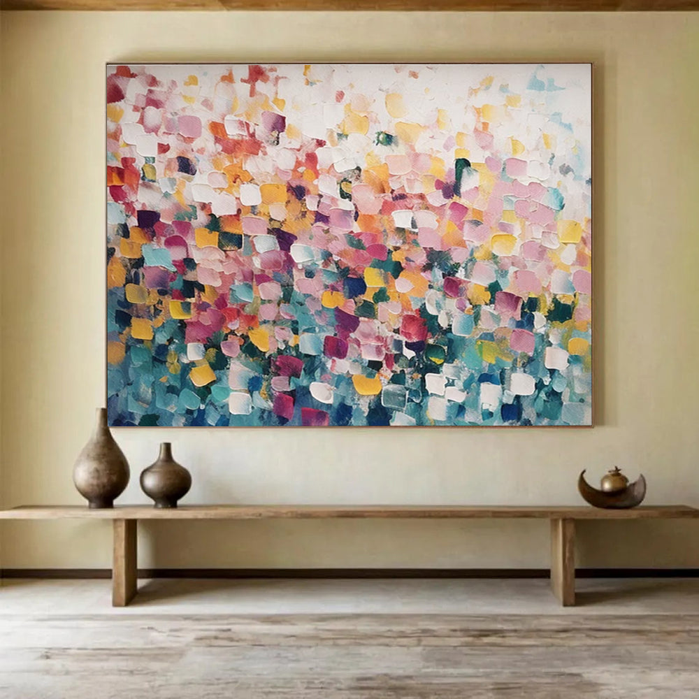 Vibrant Color Block Abstract Painting with Mixed Bright Colors THY162