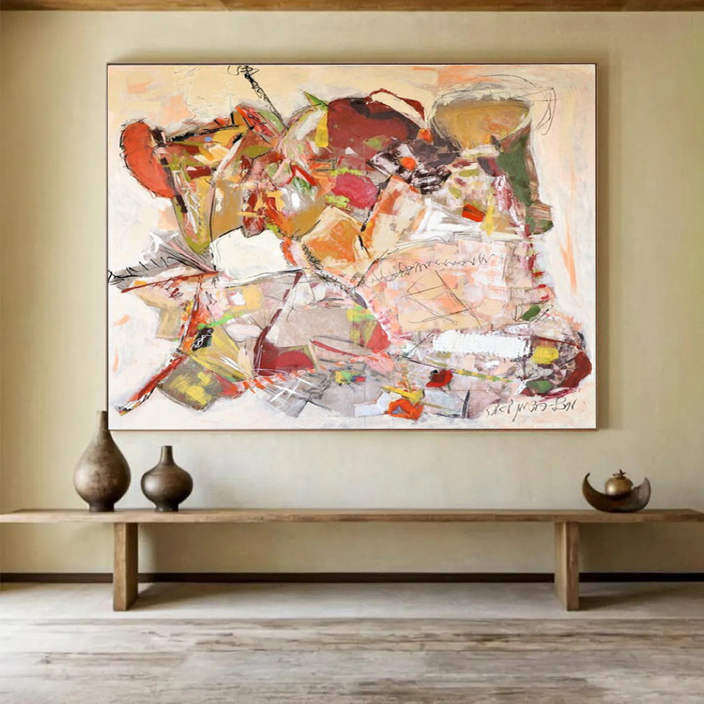 Earth - Toned Abstract Composition Painting with Subtle Color Variations THY241