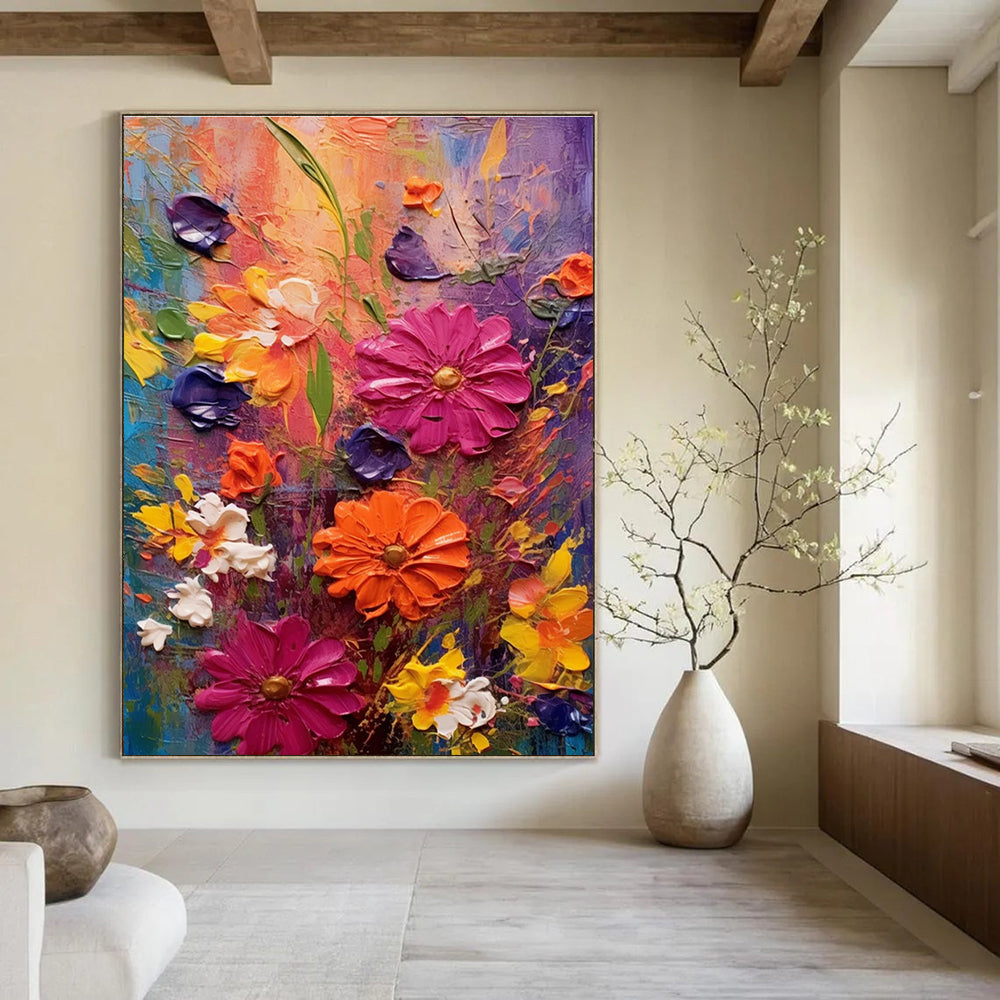 Impasto Floral Abstract Painting with Vivid Colors ADGE430