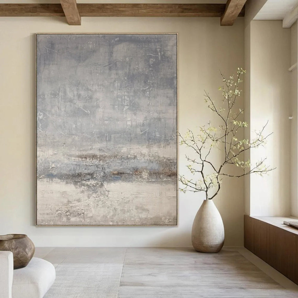 Gray - layered Abstract Painting for Calm Spaces ADGE058
