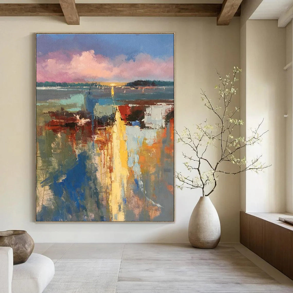 Hand-Painted Abstract Canvas Art for Bedroom & Living Room DLZ2278