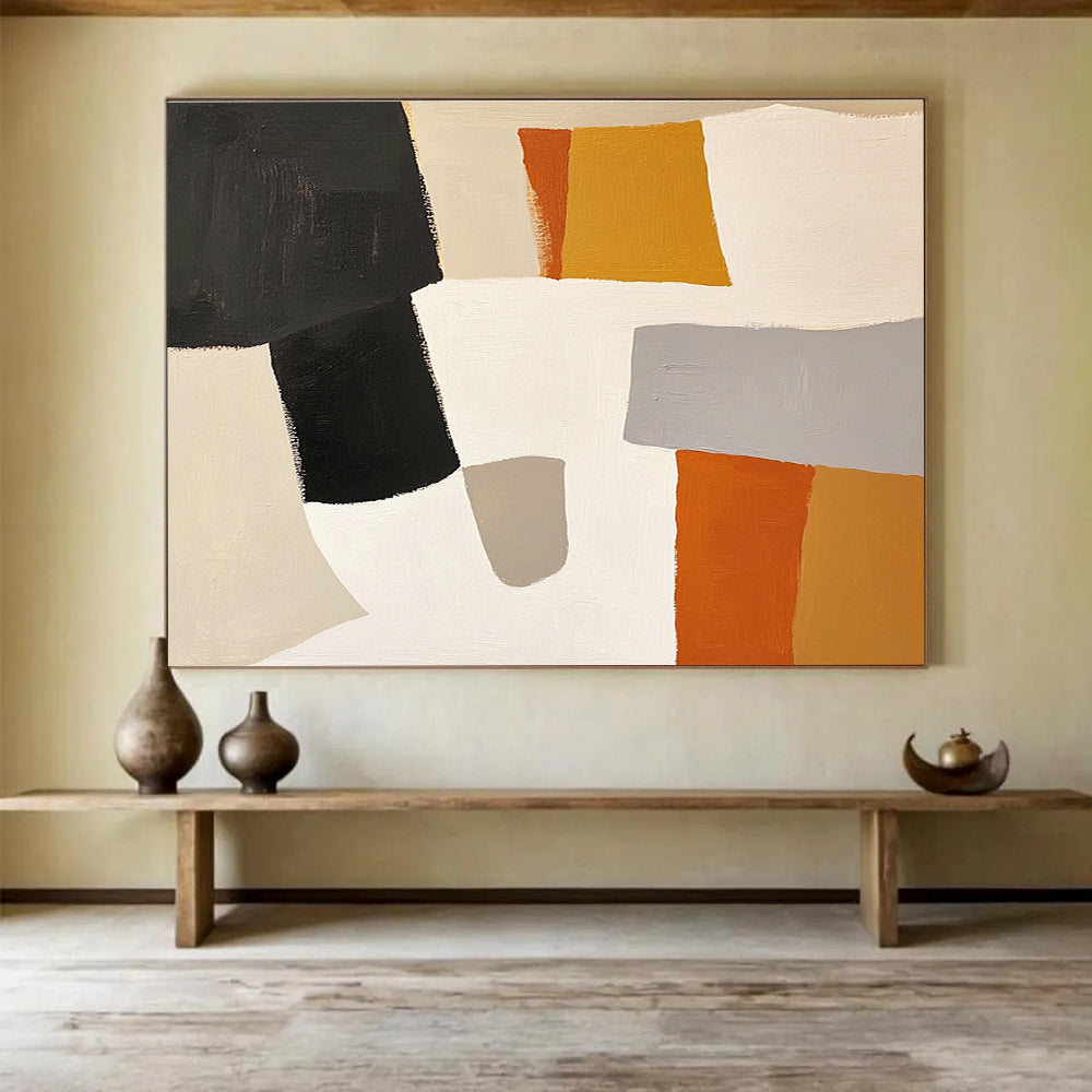 Neutral and Orange Shapes Abstract Painting DYP105