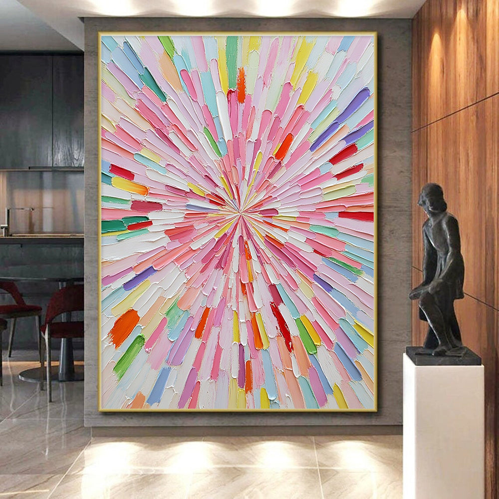 Colorful Radiant Abstract Painting with Vibrant Burst GER124