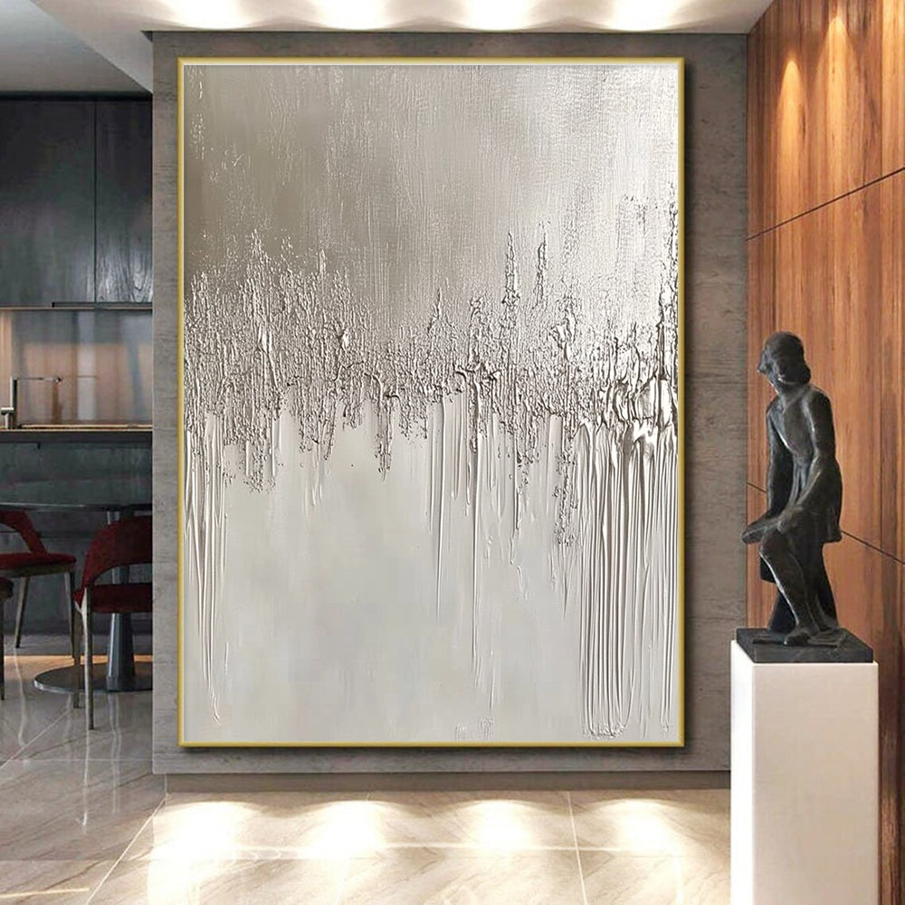 Drip - Style Abstract with Silver Textured Drips GER305