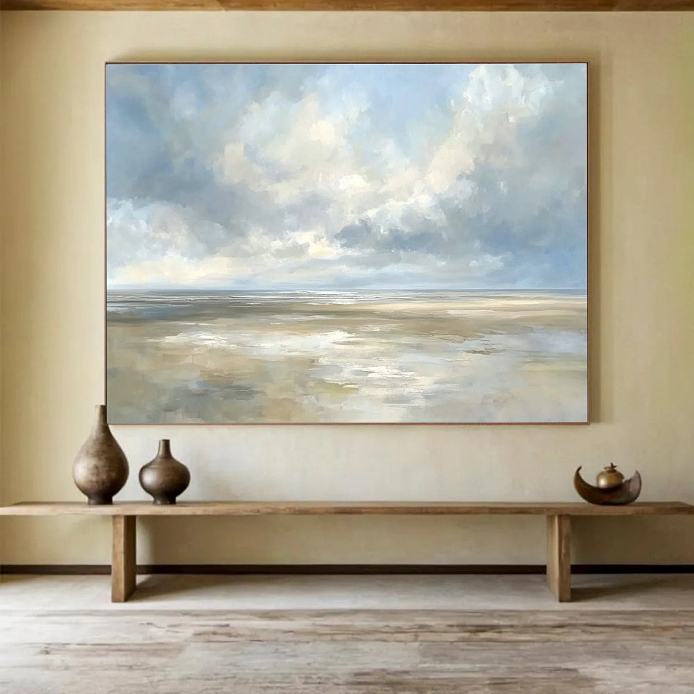 Blue and White Seaside Sky Abstract Painting DYP135