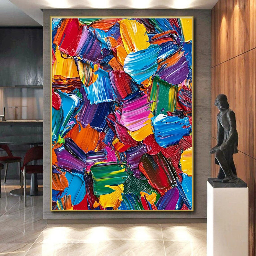 Colorful Palette Knife Abstract Painting with Vivid Pigments GER080