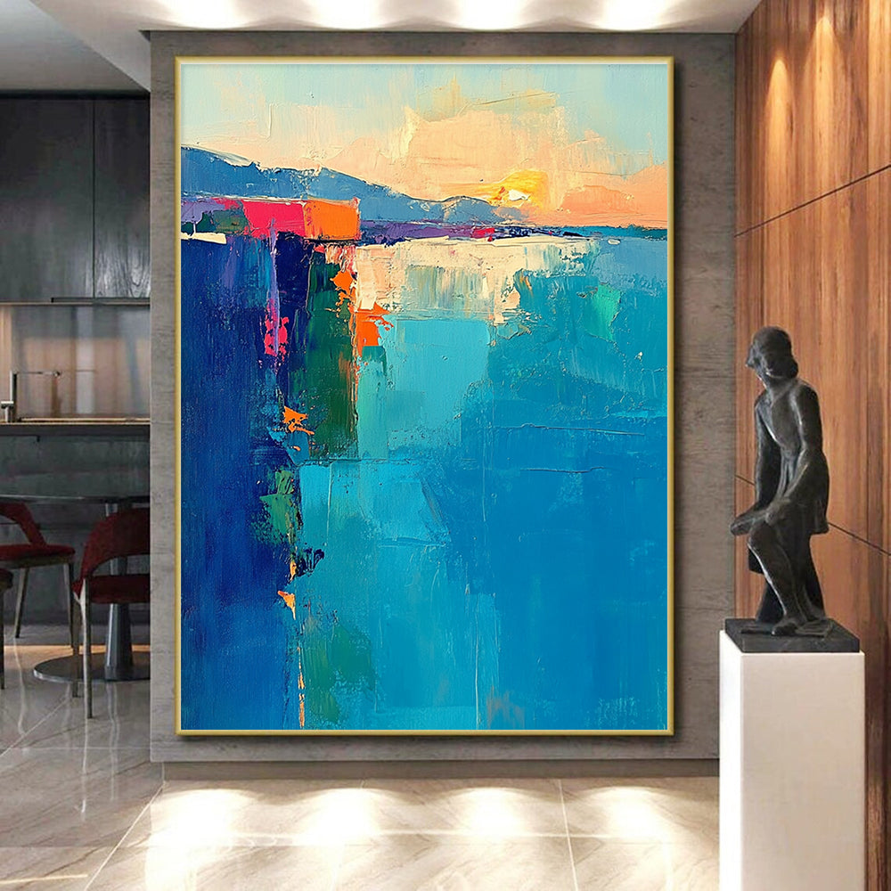 Colorful Coastal Scene Abstract Painting with Vibrant Hues GER400