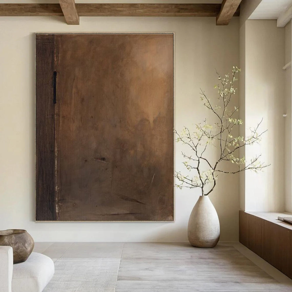 Muted Brown Abstract Painting with Subtle Details ADGE514