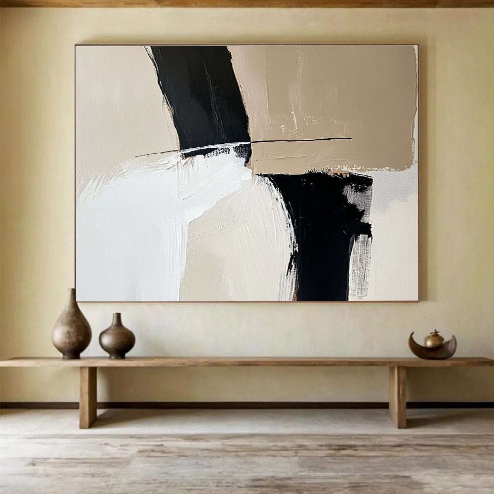 Monochromatic Geometric Shapes Abstract Painting DYP092