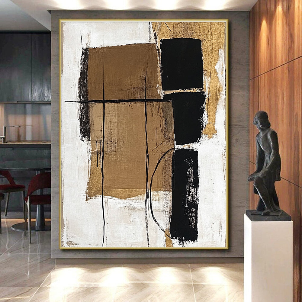 Brown Black Geometric Abstract Painting GER849