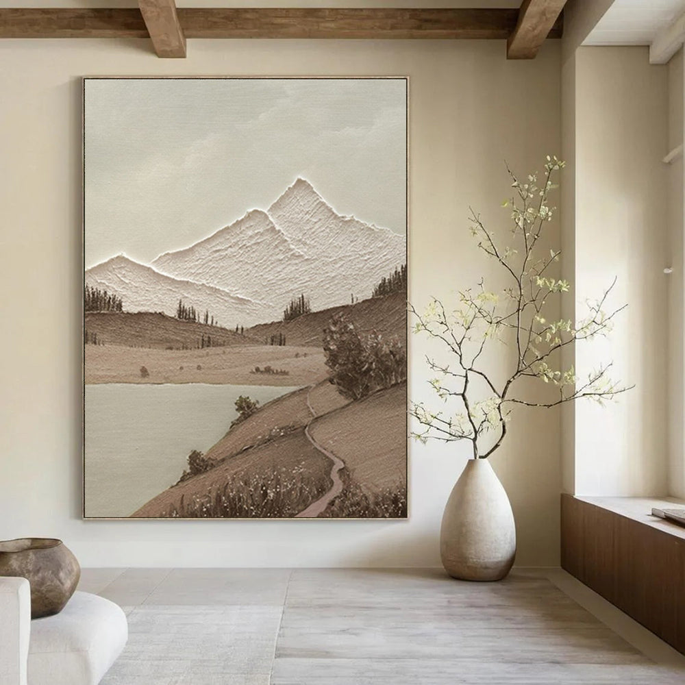 Neutral - toned Mountain Landscape Abstract Painting ADGE268