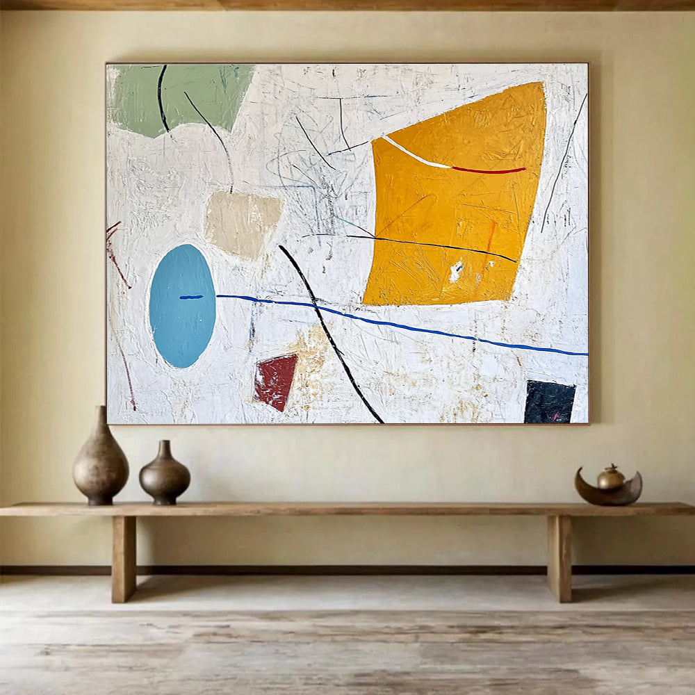 Mixed Shapes Abstract Painting with Colorful Elements DYP456