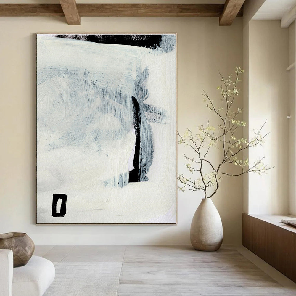 Minimalist Abstract with Gray and Black Forms Painting ADGE204