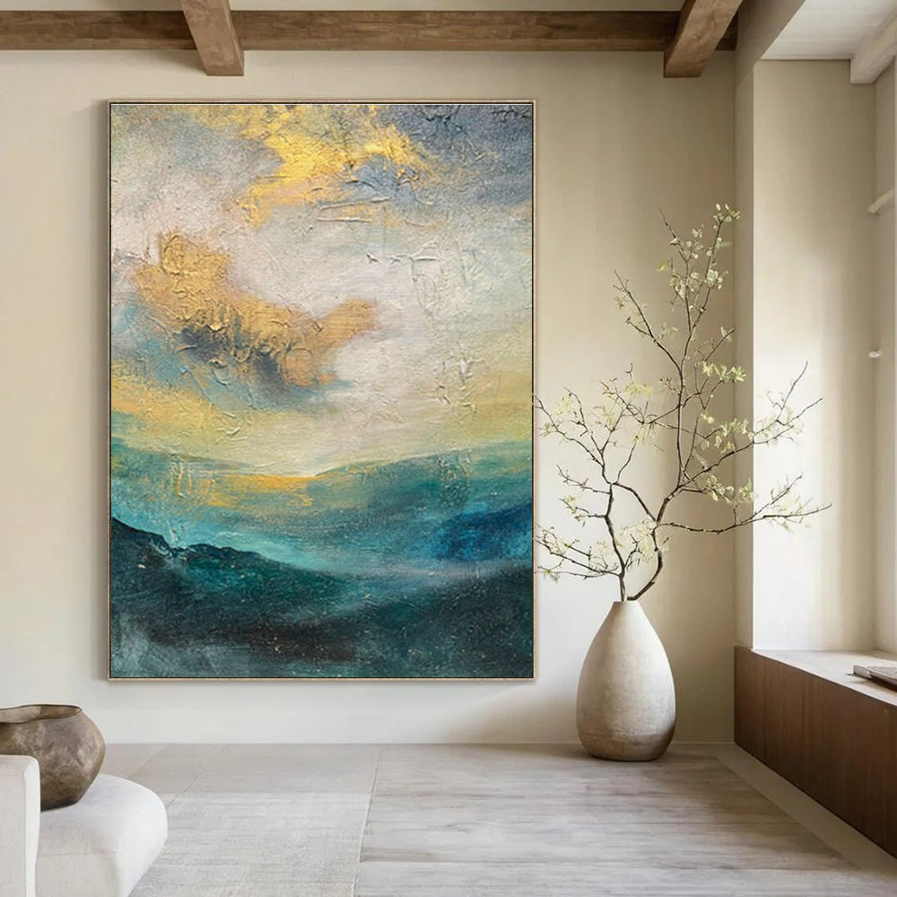 Large Customizable Handmade Abstract Painting for Living Room Bookshelf Ladder Wall and Bedroom Reading Nook Alcove DLZ1901