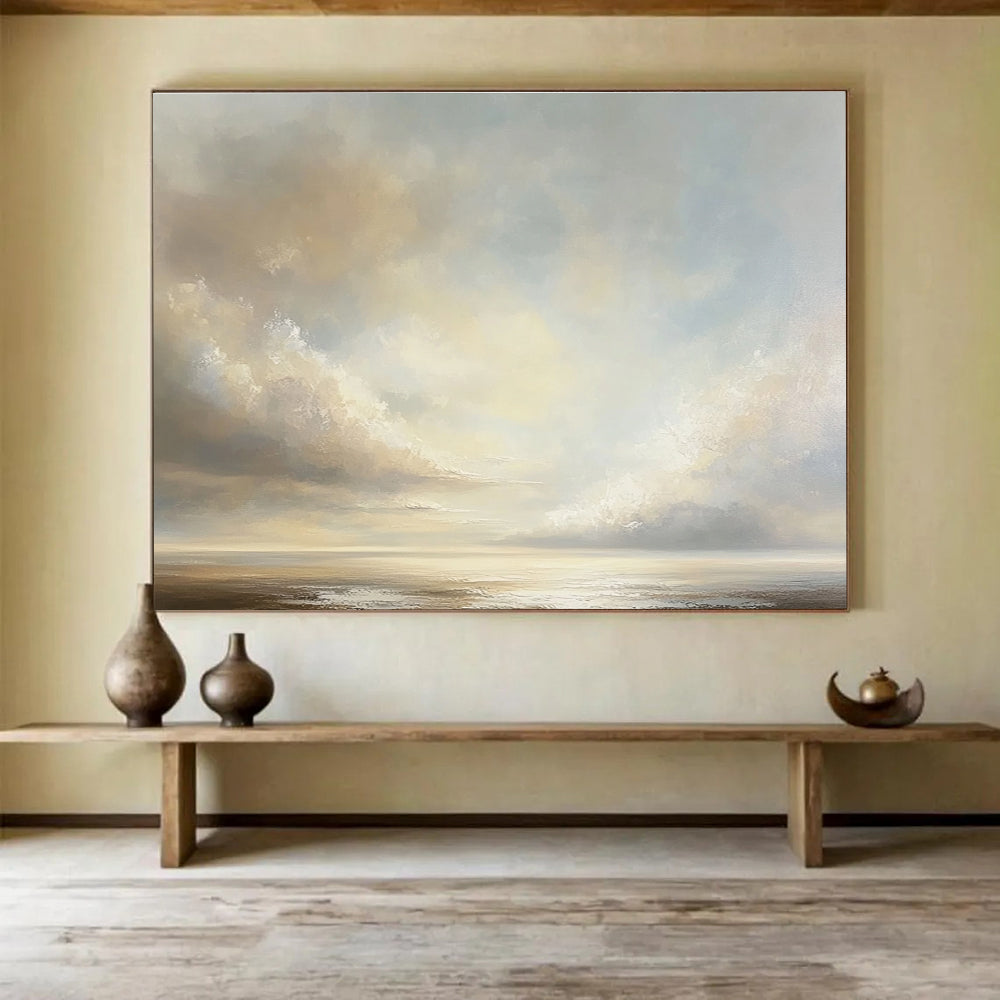 Serene Sky and Sea Abstract Painting with Soft Tones DYP151