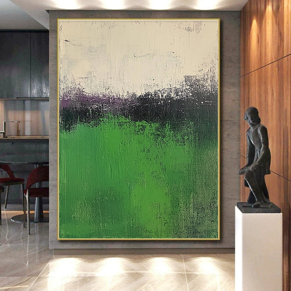 Green and Purple Abstract Painting with Gradient Textures GER568