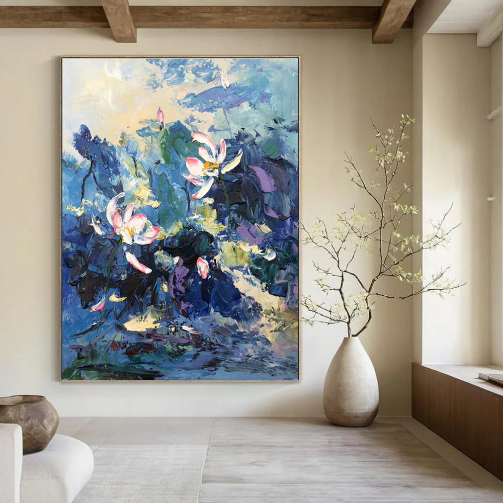 Extra-Large Hand-Painted Abstract Canvas for Cottage Bedroom & Living Room DLZ1305
