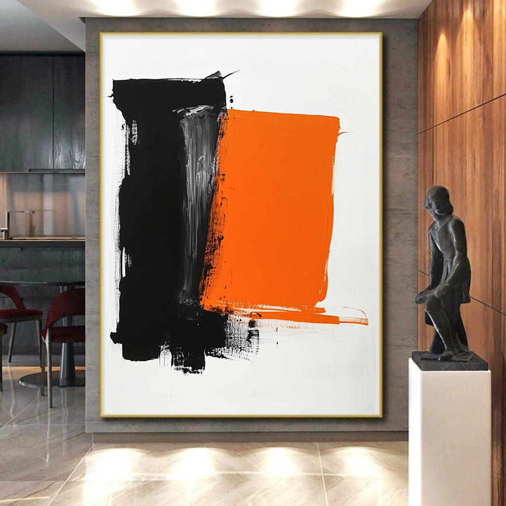 Black Orange Contrast Abstract Painting GER830