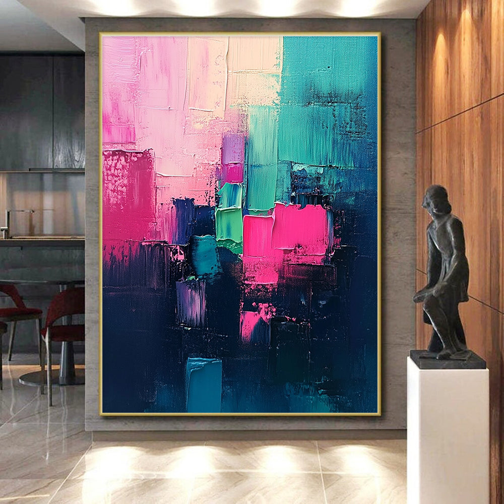 Colorful Block Abstract Painting with Textured Layers GER461