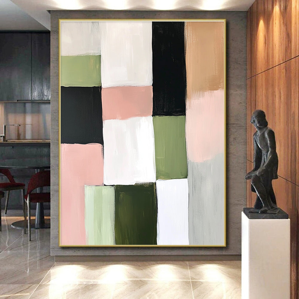 Colorful Block Abstract Painting with Soft Hues GER153