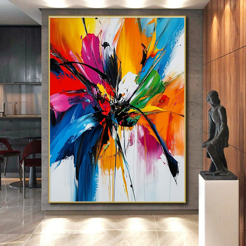 Vivid Flower Abstract Painting with Splashed Colors GER787