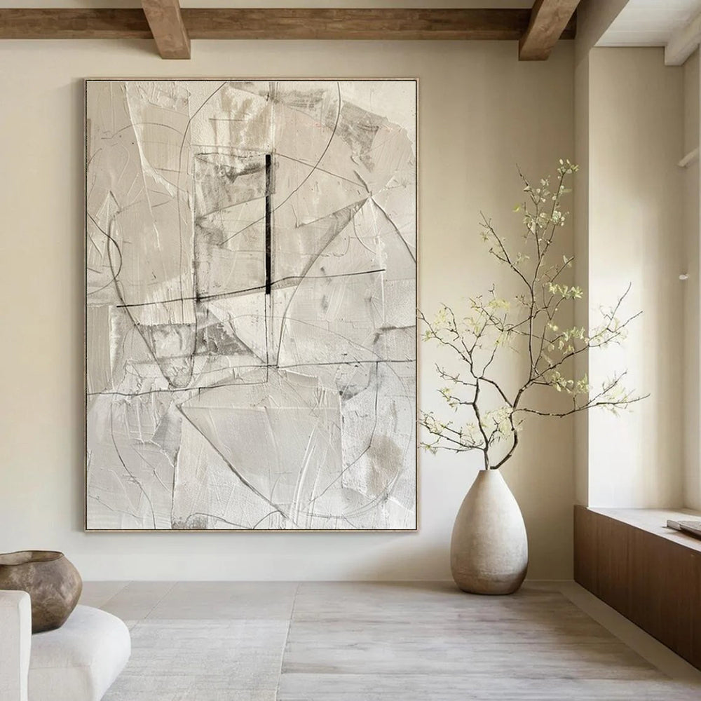 Grey White Black Abstract Painting ADGE001