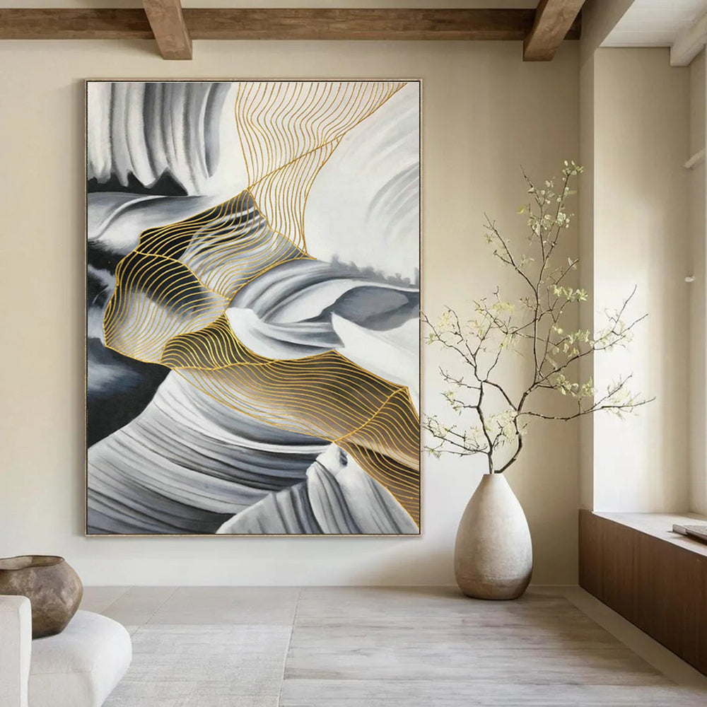 Oversized Custom Abstract Art for Cottage Bedroom and Living Room DLZ0541