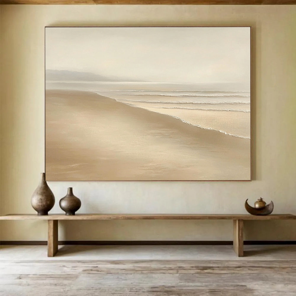 Minimalist Beach - Serene Neutral Abstract Painting DYP016