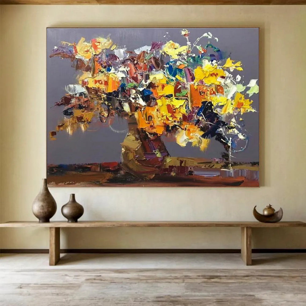 Colorful Floral Abstract Painting with Vibrant Hues THY279
