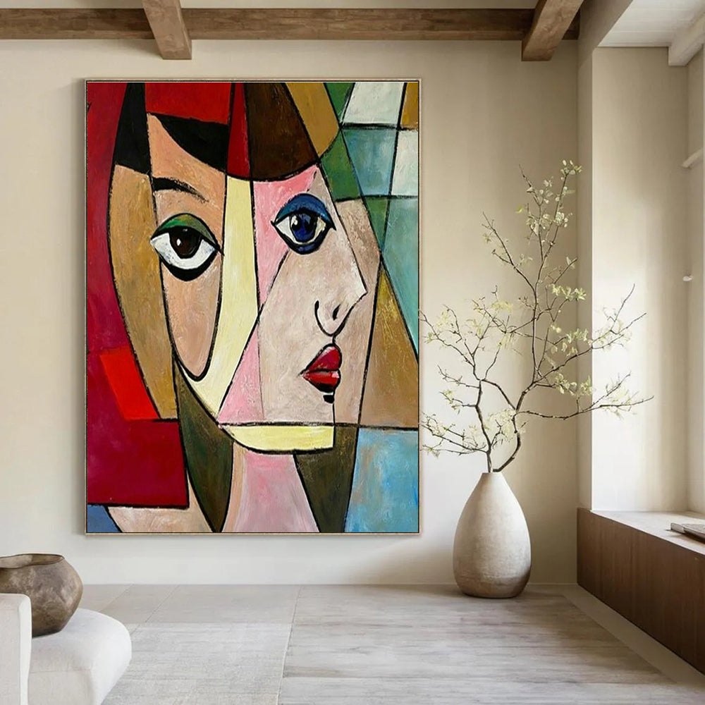 Hand - Painted Oversized Abstract Wall Collage for Dining Room & Entryway DLZ1414