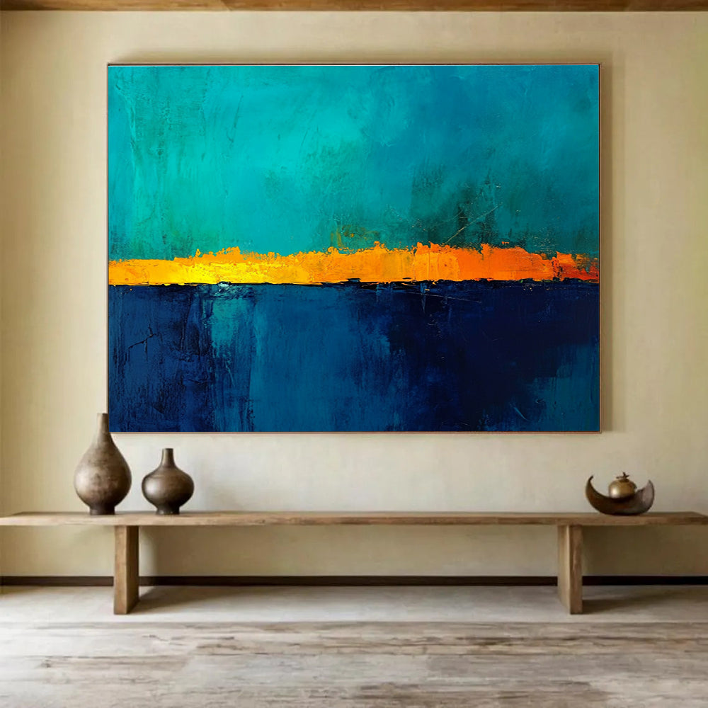 Blue and Orange Divided Abstract Painting DYP115