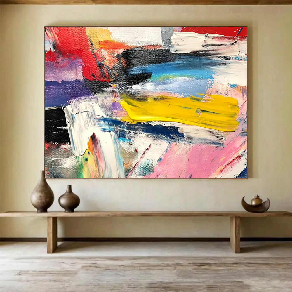 Red Yellow Purple - Colorful Stroke Abstract Painting DYP029