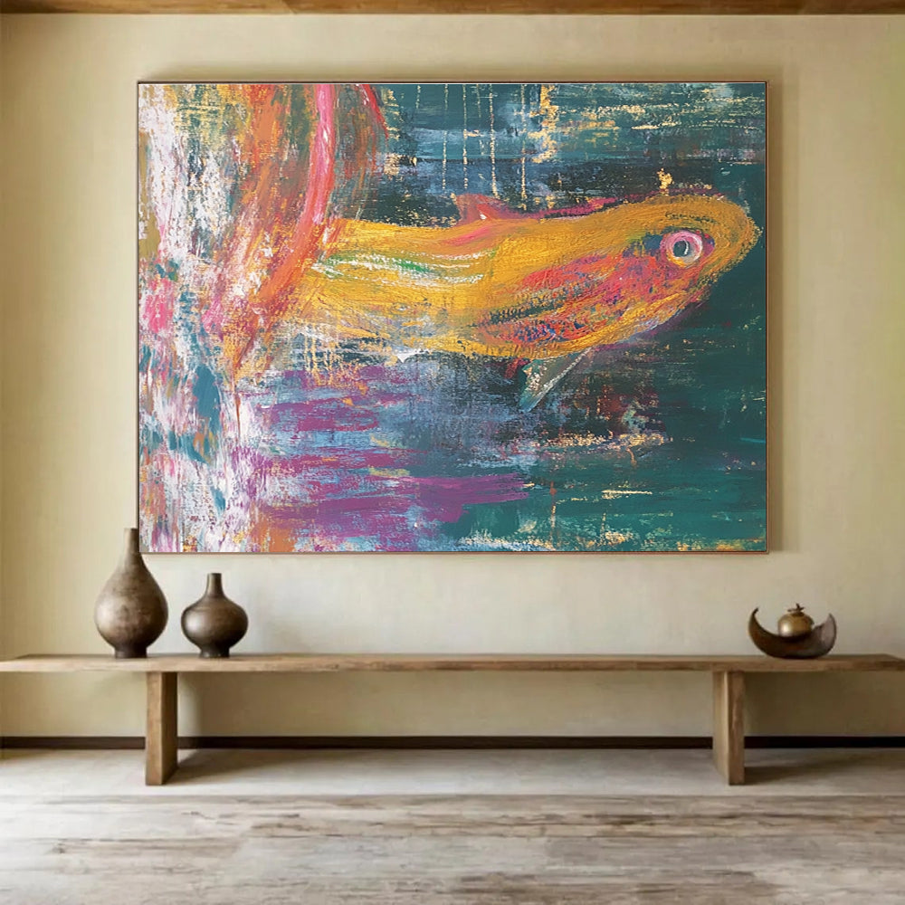 Colorful Fish - Expressive Aquatic Abstract Painting DYP034
