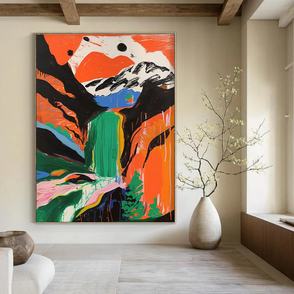 Colorful Waterfall in Abstract Landscape Painting ADGE105