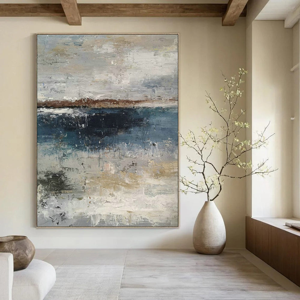Custom - Designed Hand - Painted Abstract Canvases for Cottage Bedroom and Hallway DLZ0768