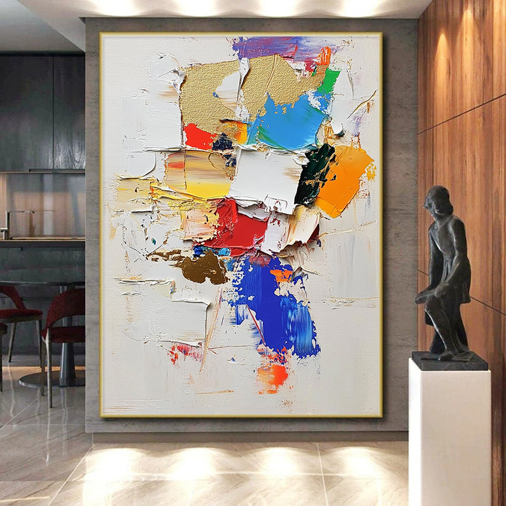 Colorful Patch Abstract Painting with Layered Textures GER476