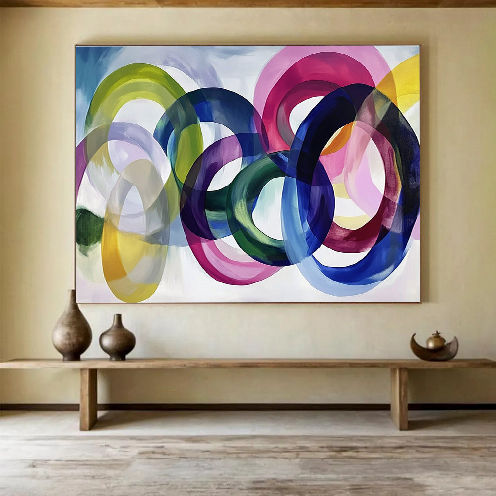 Colorful Ring - Shaped Abstract Painting with Various Hues DYP116
