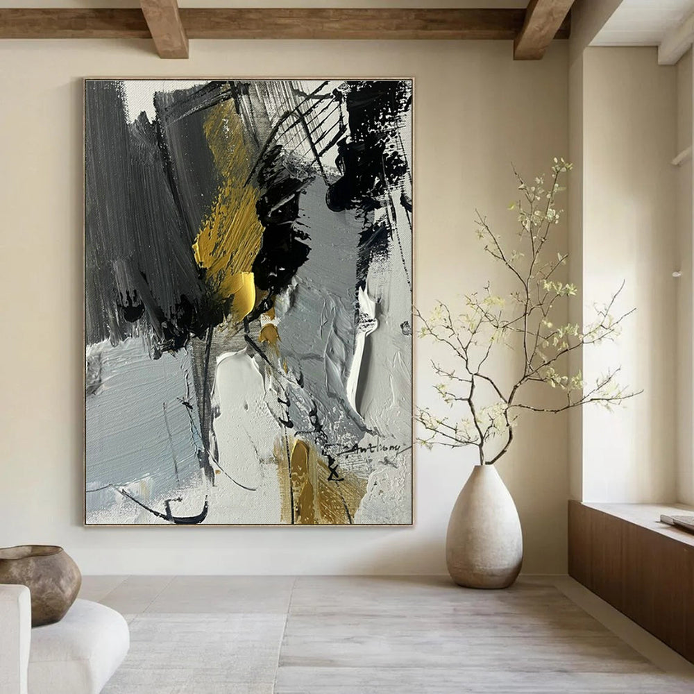 Custom Hand-Painted Abstract Canvas for Bedroom Alcove and Living Room Bay Window DLZ1674