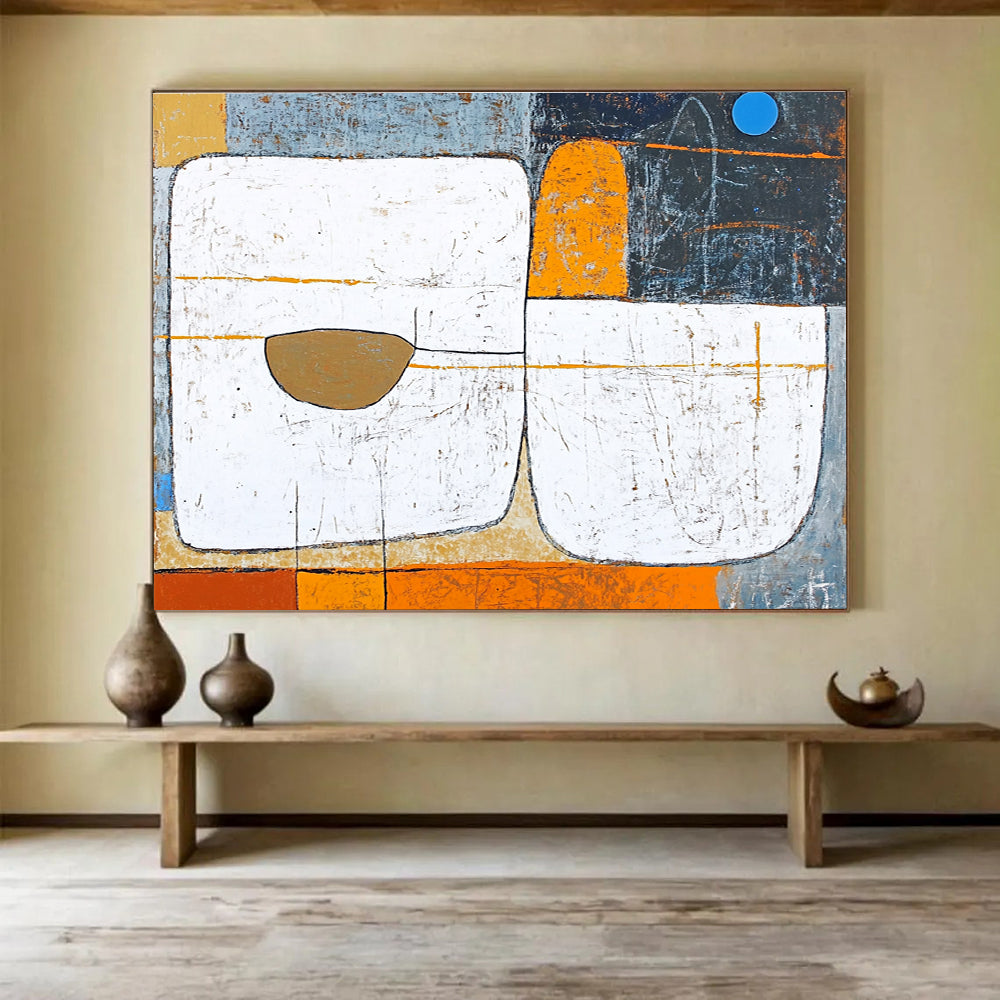 Textured Geometric Abstract Painting with Earthy Tones DYP534
