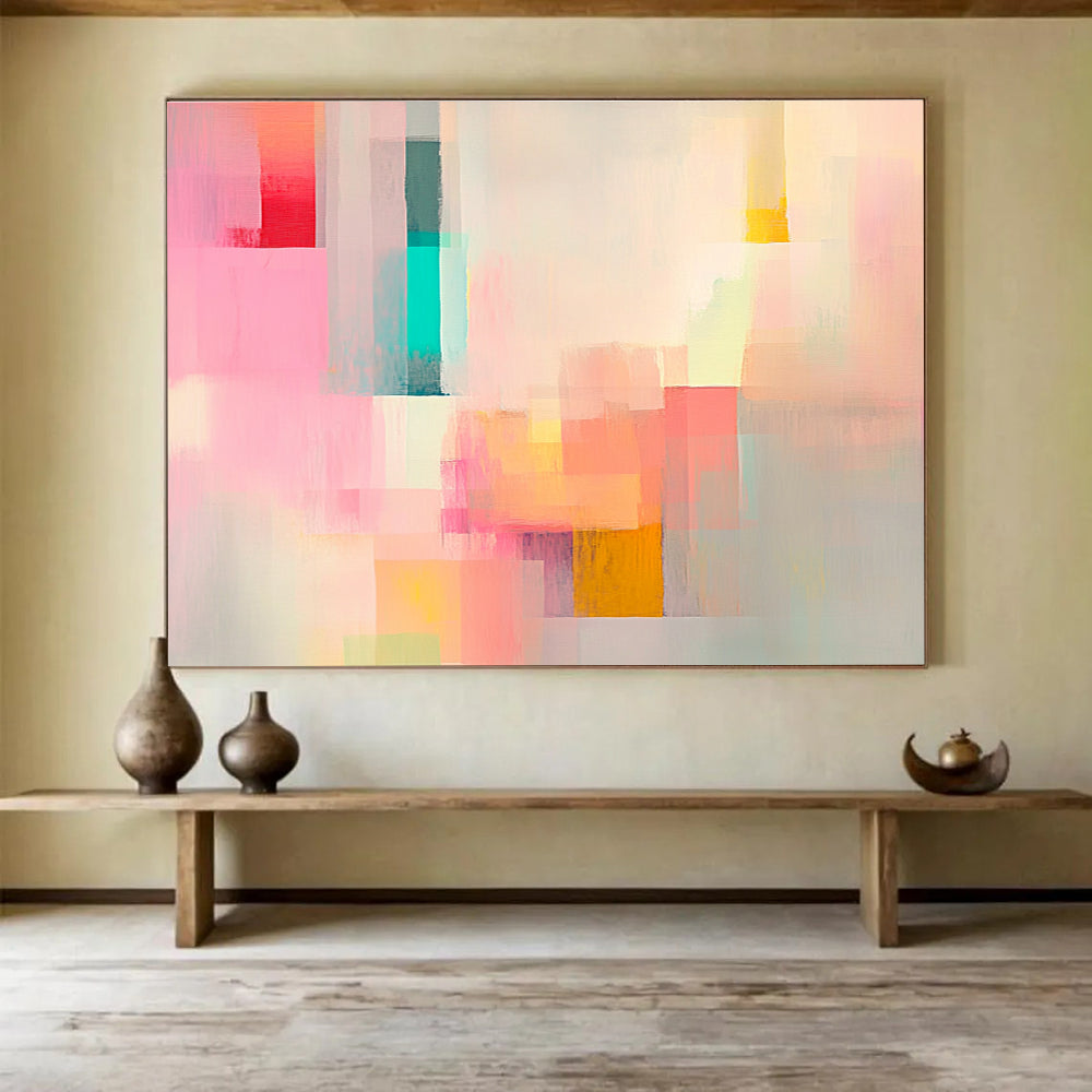 Pastel Color Block Abstract Painting with Soft Hues DYP460