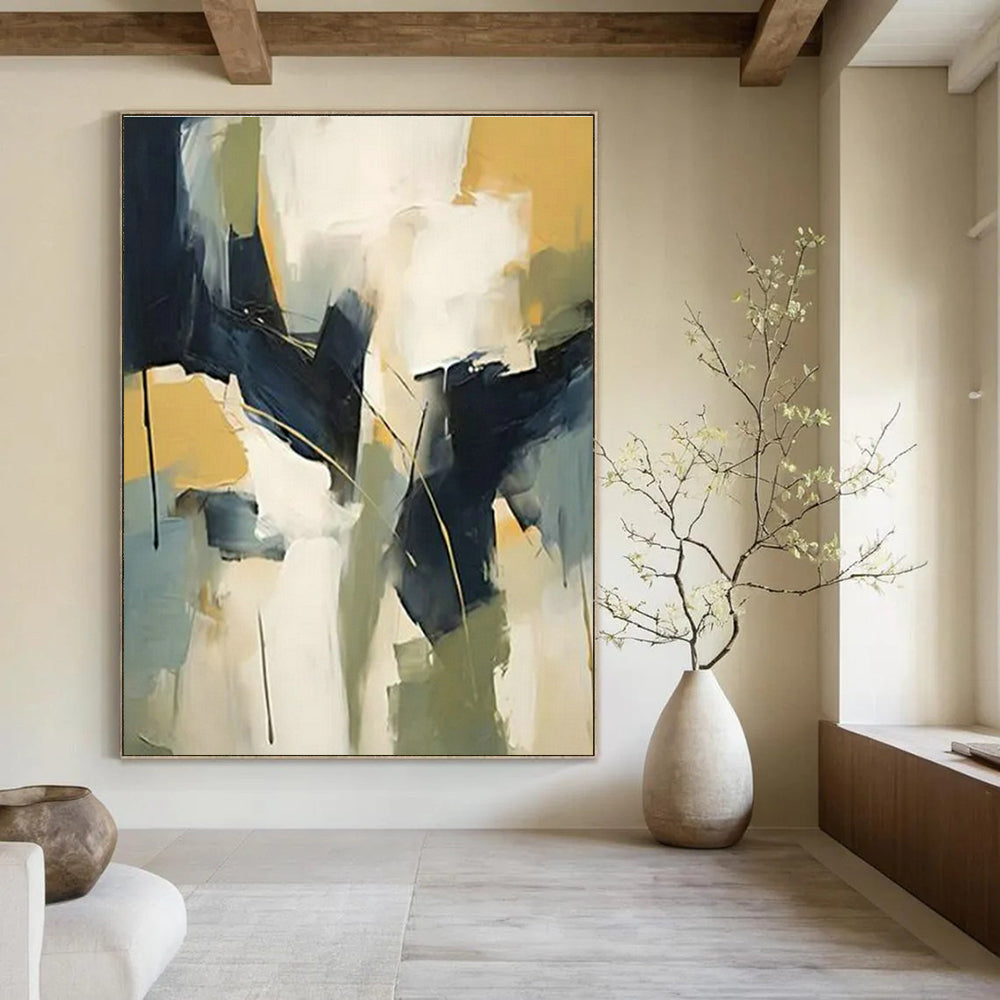 Custom Hand-Painted Abstract Wall Art for Cottage Bedroom Wardrobe Interior and Living Room Cabinetry Backs DLZ1714