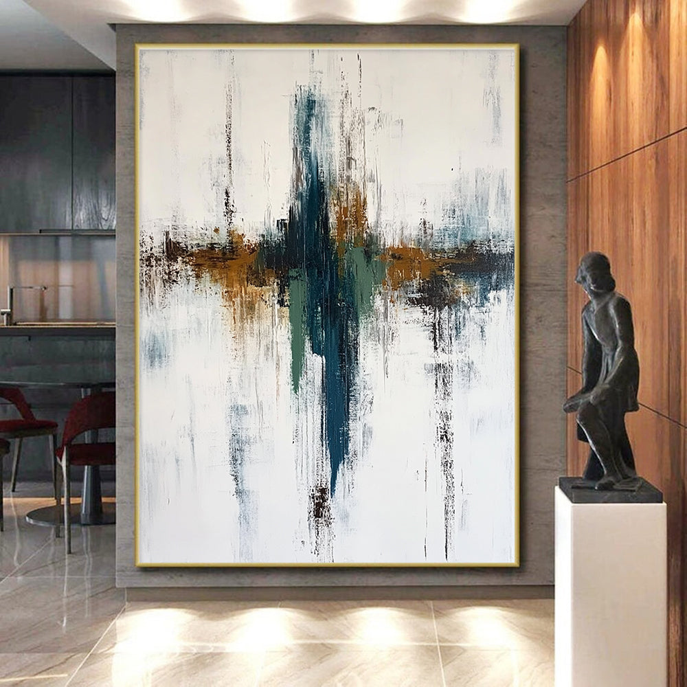Teal Brown Abstract Painting with Subtle Gradients GER498