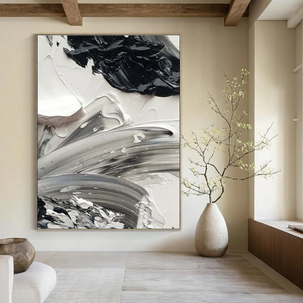 High - Contrast Impasto Detail Abstract Painting with Bold Textures ADGE445