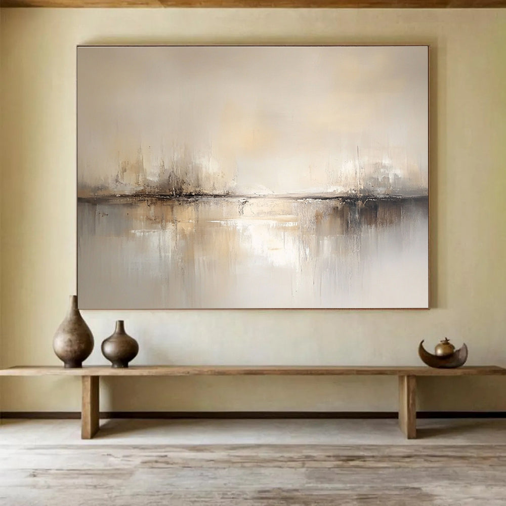 Neutral Tone Abstract Painting with Subtle Reflections DYP386
