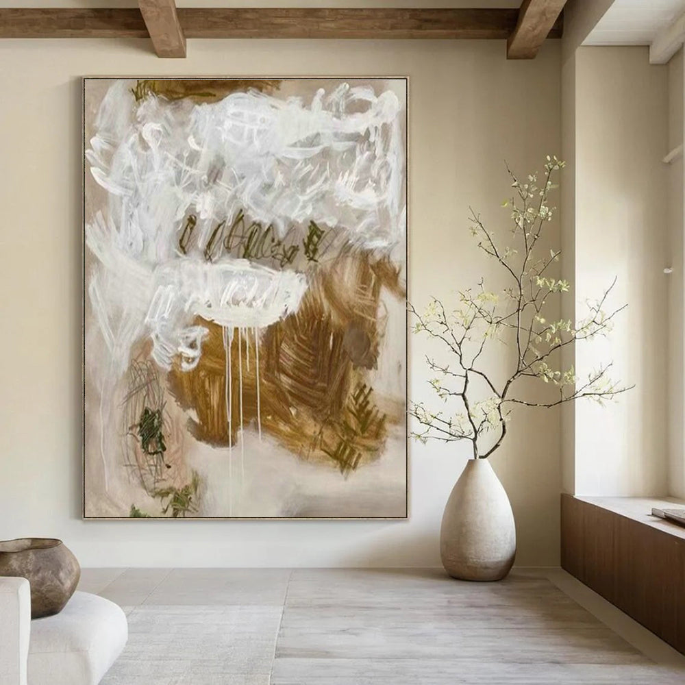 Oversized Custom Hand-Painted Abstract Canvas for Office Reception Desk Wall and Cottage Hallway Bicycle Storage Niche Wall DLZ1987