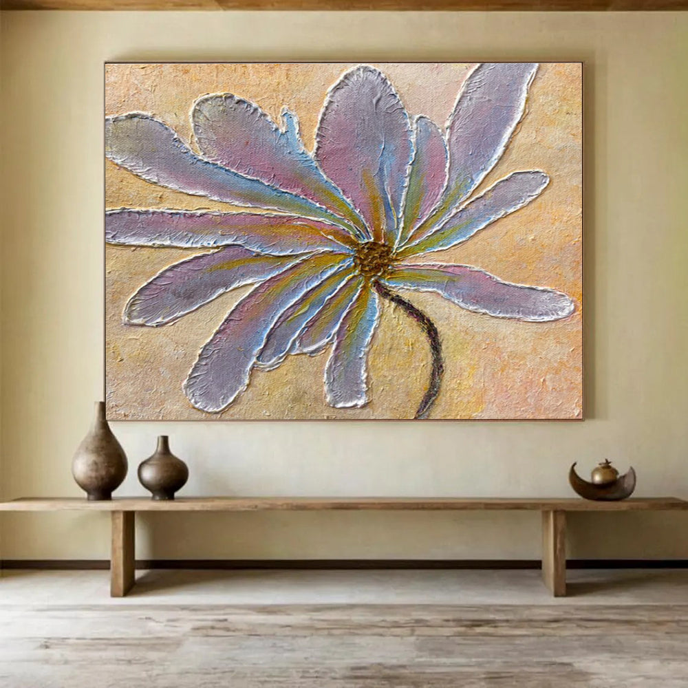 Pastel Flower Abstract Painting with Textured Petals THY346